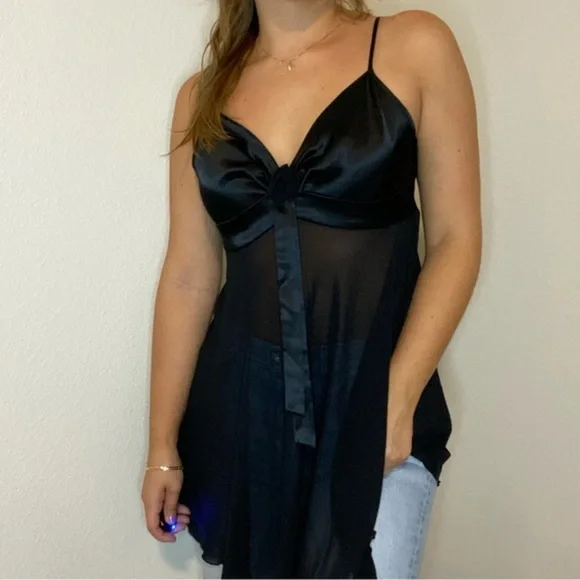 Vintage Victoria’s Secret Rose Front Sheer Babydoll Top - Picture 2 of 6